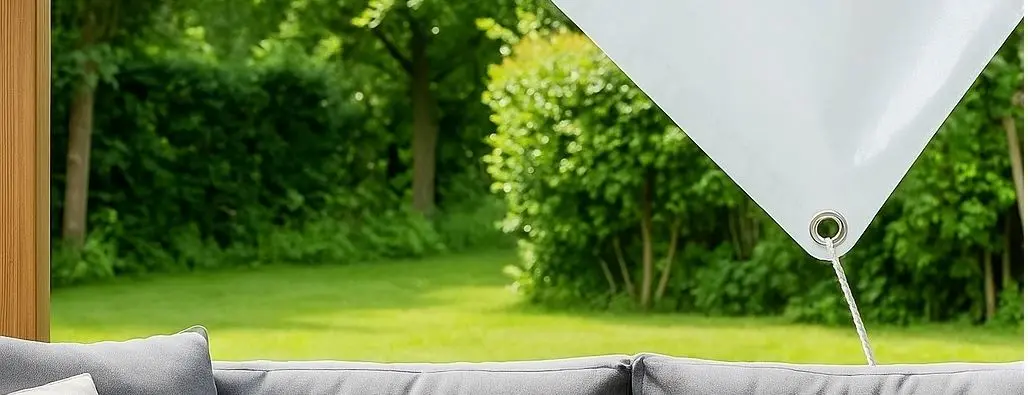 Weiße wetterfeste Sichtschutz Sonderanfertigung mit Rundösen